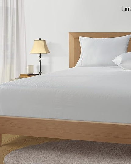 LANE LINEN 100% Egyptian Cotton Bed Sheets - 1000 Thread Count 3PC Twin Sheets Set, Long Staple Cotton Bedding Sheets, Sateen Weave, Luxury Hotel Sheets, Fits Upto 16" Mattress, Swiss Dot - White - LeafyLoom