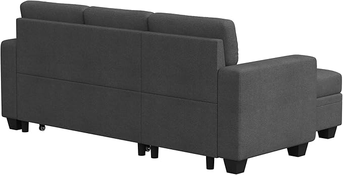 ROOMTEC 82" L-Shaped 3-Seaters Corner Sectional Sofa W/Pull Out Sleeper Couch Bed with Storage Chaise Left/Right Freely Convertible for Home Office Apartment Living Room Dorm - LeafyLoom
