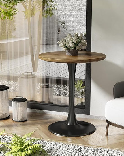 Wood Round Table Modern Dining Table Tulip Round Kitchen Table Wooden Mid Century Coffee Table for Living Room 24 inch - LeafyLoom