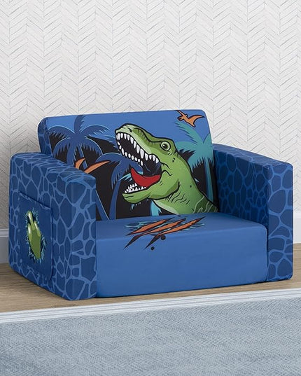 Delta Children Dinosaur Cozee Flip-Out Chair For Relaxing- 2-in-1 Convertible Lightweight,Portable Chair to Lounger for Toddlers & Kids - LeafyLoom