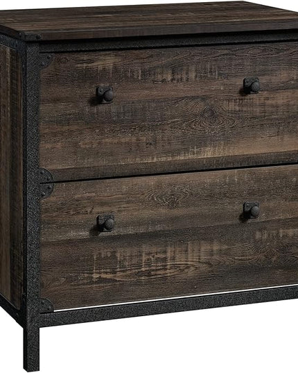 Sauder Steel River Lateral File, L: 30.08" x W: 20.75" x H: 29.53", Carbon Oak Finish - LeafyLoom