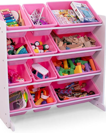 Humble Crew, White/Pink 12 Bin Toy Storage Organizer - LeafyLoom