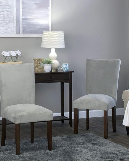 HomePop Parsons Classic Upholstered Accent Dining Chair, Set of 2, 19"D x 23.5"W x 38"H, Gray Velvet - LeafyLoom