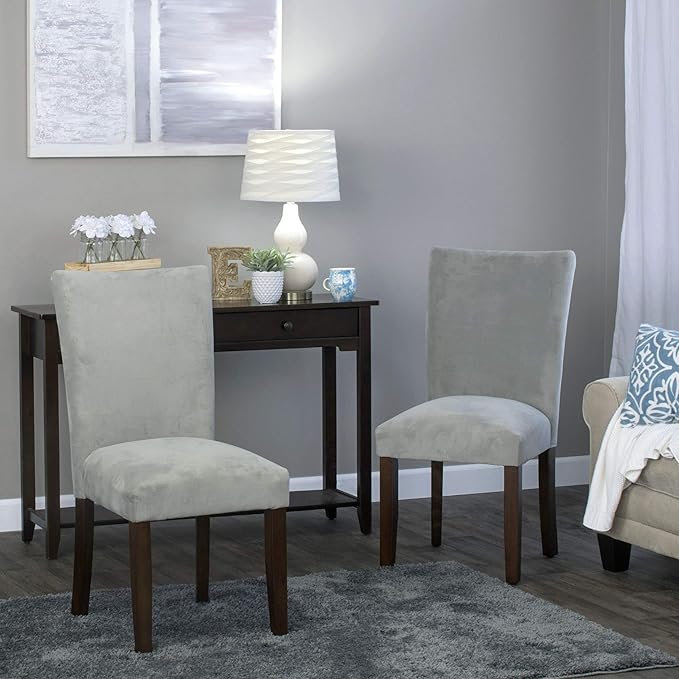 HomePop Parsons Classic Upholstered Accent Dining Chair, Set of 2, 19"D x 23.5"W x 38"H, Gray Velvet - LeafyLoom
