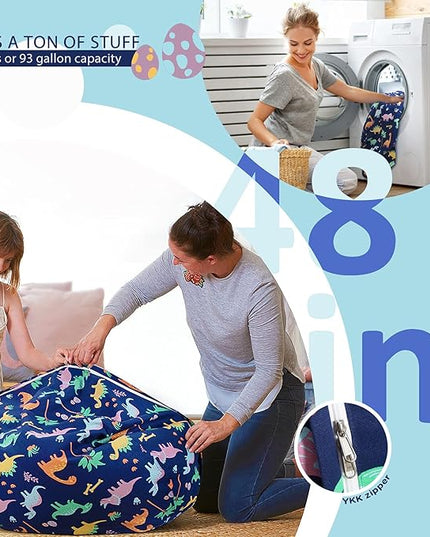 Aubliss Stuffed Animal Bean Bag Storage Chair (Dinosaur, X-Large (48'')) - LeafyLoom