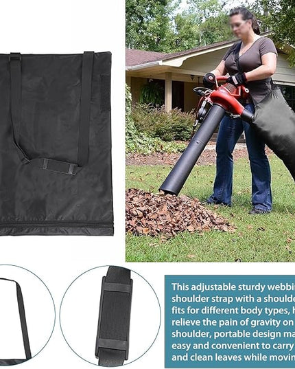 OwnMy Universal Leaf Vacuum Blower Bag Black Leaf Vacuum Bag Leaf Blower Replacement Bag with 3 Fasten Ties, Adjustable Leaf Blower Mulcher Bag Bottom Debris Zipper Bag Fallen Leaves Collection Bag - LeafyLoom
