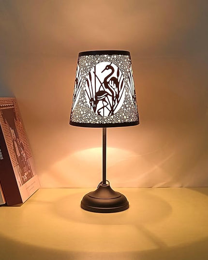 Flamingo Touch Lamp with Dimmable Touch Switch,Black Metal Cutout Shade, Flamingo Decortion Desk Lamp - LeafyLoom