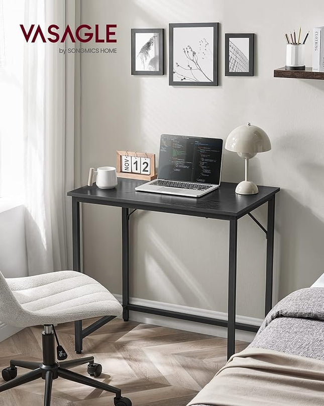 VASAGLE Computer Desk, Gaming Desk, Home Office Desk, for Small Spaces, 19.7 x 31.5 x 29.5 Inches, Industrial Style, Metal Frame, Black with Wood Grain ULWD038B56 - LeafyLoom