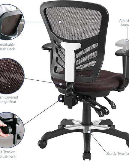 Modway Articulate Ergonomic Mesh Office Chair in Brown - LeafyLoom