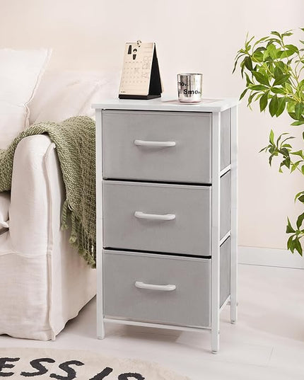 Yoobure Nightstand with 3 Fabric Drawers, Storage Drawers Small Dresser for Bedroom, Night Stands Bedside Tables Closet Drawers Dressers & Chests Organizer Unit Fabric Dresser for Hallway College Dorm - LeafyLoom