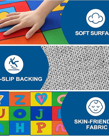 LIVEBOX ABC Rug Kids Rug for Classroom, Washable Classroom Carpet for School, Nursery, Colorful Children's Classroom Area Rugs Non-Slip Alphabet Mat for Home Learning,13'x7'5"(Seats-24) - LeafyLoom