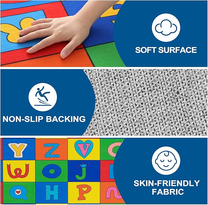 LIVEBOX ABC Rug Kids Rug for Classroom, Washable Classroom Carpet for School, Nursery, Colorful Children's Classroom Area Rugs Non-Slip Alphabet Mat for Home Learning,13'x7'5"(Seats-24) - LeafyLoom