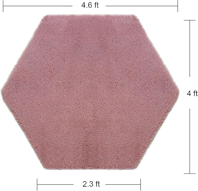 junovo Ultra Soft Rug for Nursery Children Room Baby Room Home Decor Dormitory Hexagon Carpet for Playhouse Princess Tent Kids Play Castle, Diameter 4.6 ft, Blush - LeafyLoom
