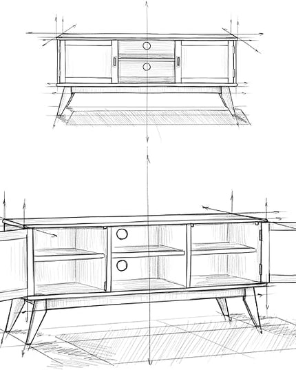 SIMPLIHOME Draper SOLID WOOD Universal TV Media Stand, 60 Inch Wide, Modern Industrial, Living Room Entertainment Center, for Flat Screen TVs up to 70 Inch in Teak Brown - LeafyLoom