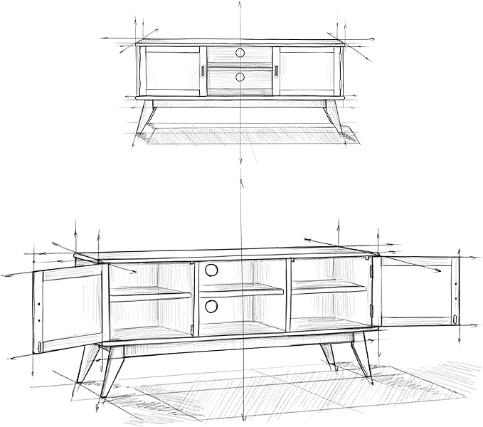 SIMPLIHOME Draper SOLID WOOD Universal TV Media Stand, 60 Inch Wide, Modern Industrial, Living Room Entertainment Center, for Flat Screen TVs up to 70 Inch in Teak Brown - LeafyLoom
