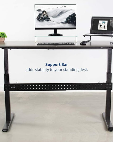 VIVO Black Universal Steel Clamp-on Desk Stabilizer Bar, 36 to 61.6 inch Bracket Support System for Sit to Stand Desk Frames, DESK-STB01B - LeafyLoom