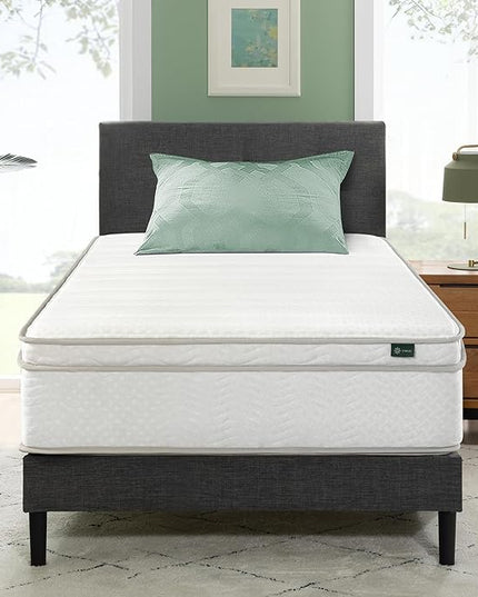 ZINUS 12 Inch Foam and Spring Hybrid Mattress [New Version], Twin, Fiberglass free, Medium Firmness, Durable Support, Certified Safe Foams & Fabric, Mattress in A Box - LeafyLoom