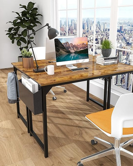 Small Computer Desk 31 Inch Small Office Desk Writing Desks Home Office Desks Small Space Desk Study Table Modern Simple Style Work Table with Storage Bag Headphone Hook Metal Frame for Home, Bedroom - LeafyLoom