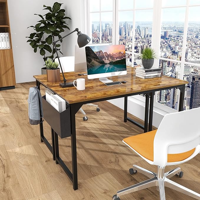 Small Computer Desk 31 Inch Small Office Desk Writing Desks Home Office Desks Small Space Desk Study Table Modern Simple Style Work Table with Storage Bag Headphone Hook Metal Frame for Home, Bedroom - LeafyLoom