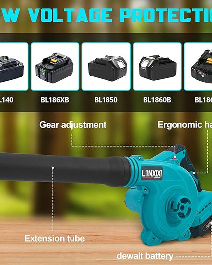 Cordless Leaf Blower for Makita 18V Battery,Electric Jobsite Air Blower with Brushless Motor,6 Variable Speed Up to 180MPH,2-in-1 Handle Electric Blower and Vacuum Cleaner(Only Tools) - LeafyLoom