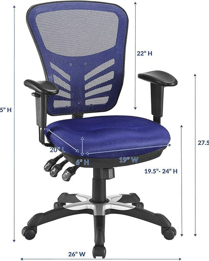 Modway EEI-757 Articulate Ergonomic Mesh Office Chair in Blue - LeafyLoom