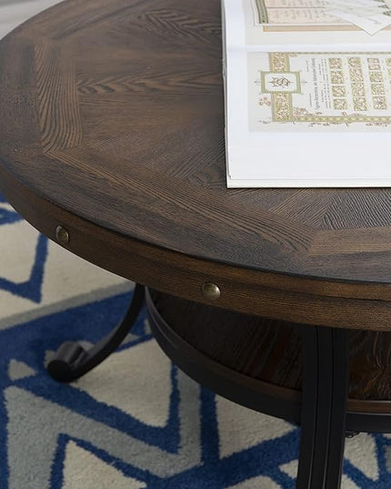 Powell Furniture Franklin Cocktail Table, Small, Multicolor,Brown/Black - LeafyLoom