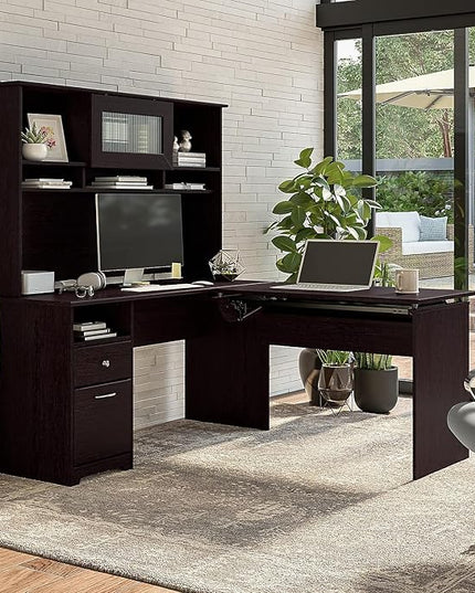 Bush Furniture Cabot 60W Computer Desk with Drawers, Espresso Oak (WC31860-03) - LeafyLoom