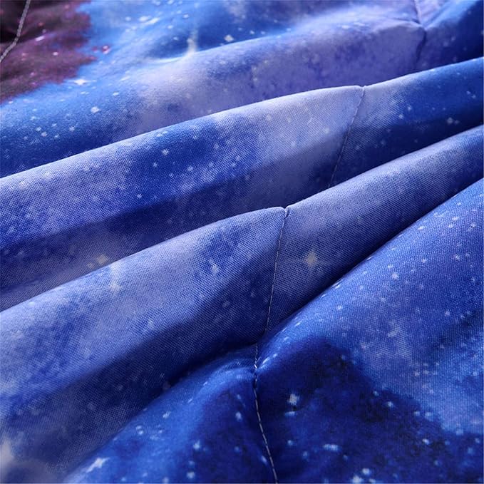 A Nice Night Galaxy Bedding Sets Outer Space Comforter 3D Printed Space Quilt Set Queen Size,for Children Boy Girl Teen Kids - includes 1 Comforter, 2 Pillow Cases - LeafyLoom