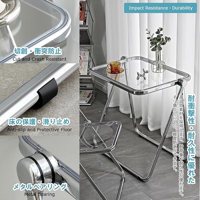 KAIHAOWIN Folding TV Tray Table Acrylic Foldable Table No Assembly Required Tiny Desk for Home Office Side Table Small Computer Desk for Small Spaces-White - LeafyLoom