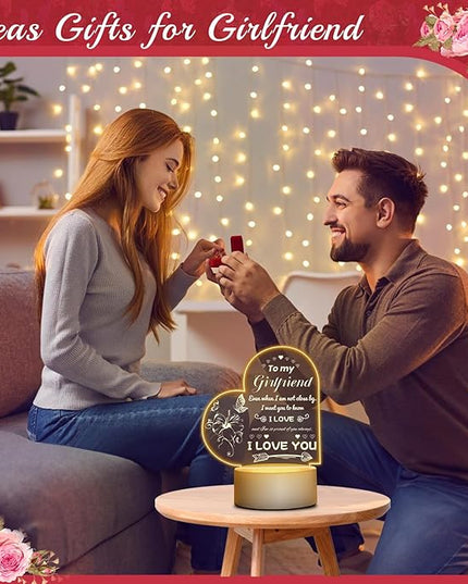 Linkax Romantic Gifts for Girlfriend, Birthday Gifts for Girlfriend from Boyfriend, Unique Heart-shaped Night Light with Love Quotes, I Love You Gift for Her, Anniversary Christmas Gift for Girlfriend - LeafyLoom