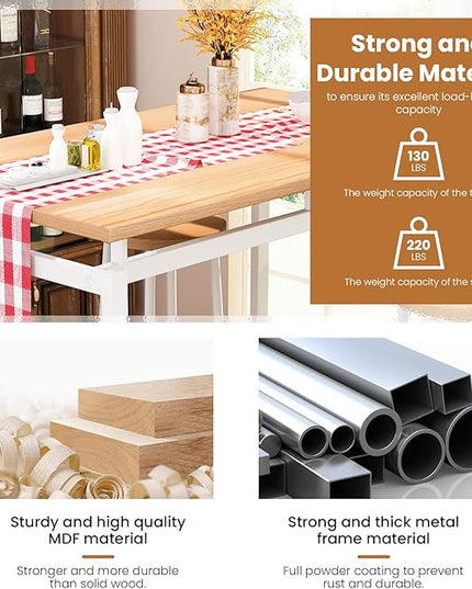 DKLGG Dinner Table Set for 4, Modern Kitchen Table and Chairs for 4 Wooden Top and Adjustable Metal Legs, Small Dining Room Table Set 5 Pieces Compact Design for Small Space - LeafyLoom