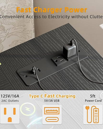 Small Computer Desk with Power Outlets, 40 Inch L Shaped Desk with Reversible Shelves, Gaming Desk Corner Desk Study Writing Table for Home Office Bedroom Living Room, Black - LeafyLoom