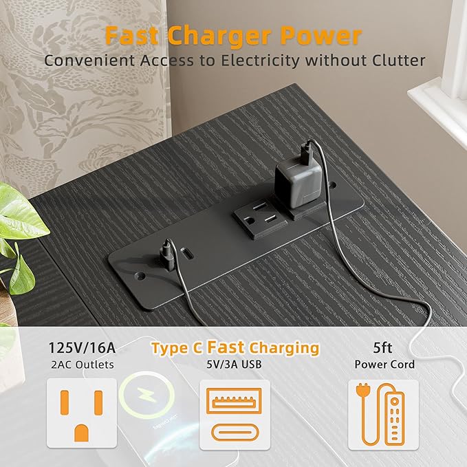Small Computer Desk with Power Outlets, 40 Inch L Shaped Desk with Reversible Shelves, Gaming Desk Corner Desk Study Writing Table for Home Office Bedroom Living Room, Black - LeafyLoom
