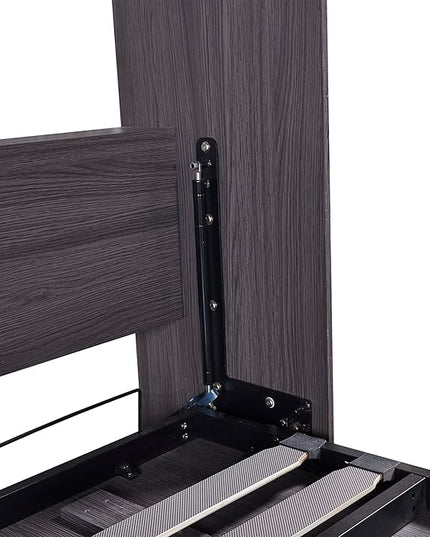 Full Size Murphy Bed, Multifunctional Storage Bed Wall Bed with 3 Drawers and Wardrobe, Can be Folded into a Cabinet, Ideal for Small Spaces Place, No Box Spring Needed, Gray - LeafyLoom