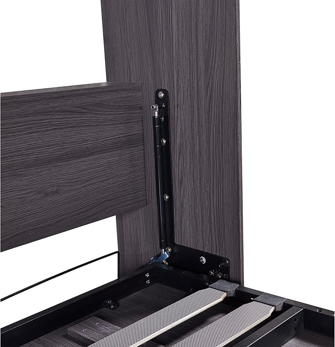 Full Size Murphy Bed, Multifunctional Storage Bed Wall Bed with 3 Drawers and Wardrobe, Can be Folded into a Cabinet, Ideal for Small Spaces Place, No Box Spring Needed, Gray - LeafyLoom