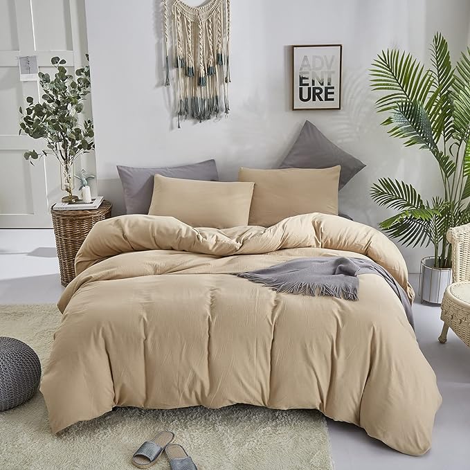 Champagne Comforter Twin Solid Champagne Deep Beige Bedding Set Lightweight Girls Soft Champagne Blanket Boys 3 PCs Durable Hotel Quality Comforter Set Twin - LeafyLoom