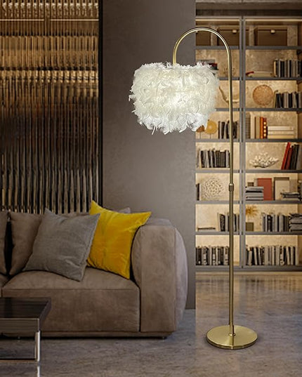 White Feather Floor Lamp 3 Color Temperature includes LED Bulb Simple Modern Curved Floor Lamp for Living Room Bedroom Office - LeafyLoom