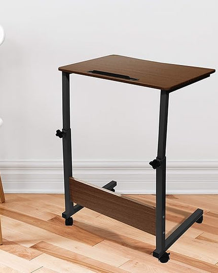 Urban Lifestyle Wood Adjustable Rolling Laptop Desk, Black - LeafyLoom