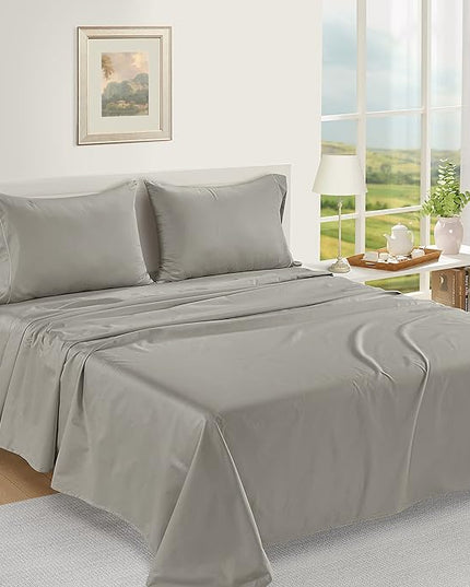 LANE LINEN 100% Egyptian Cotton Bed Sheets - 1000 Thread Count 3-Piece Twin XL Set Long Staple Bedding Sateen Weave Luxury Hotel Fits Upto 16" Mattress Silver - LeafyLoom