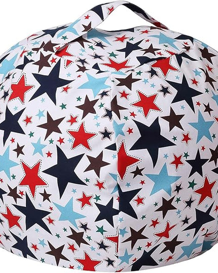 Colorful House Stuffed Animal Storage Bean Bag Chair Cover for Kids Stuffable Zipper Beanbag for Organizing Children Toys Large Canvas(38'',Star) - LeafyLoom