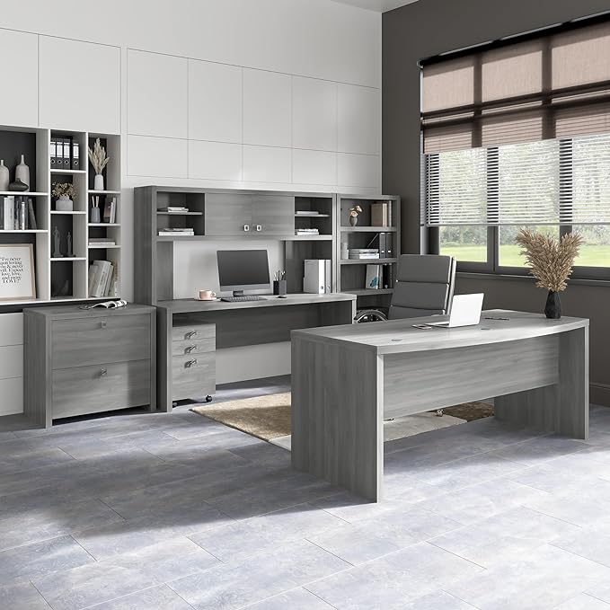 Bush Business Furniture Echo Computer Desk, 72W, Modern Gray - LeafyLoom