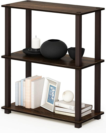 Furinno Turn-S-Tube 3-Tier Compact Multipurpose Shelf with Square Tube, Walnut/Brown (18025WN/BR) - LeafyLoom