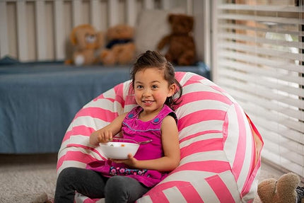 Wekapo Stuffed Animal Storage Bean Bag Chair Cover for Kids | Stuffable Zipper Beanbag for Organizing Children Plush Toys Large Premium Cotton Canvas (Pink, X-Large) - LeafyLoom