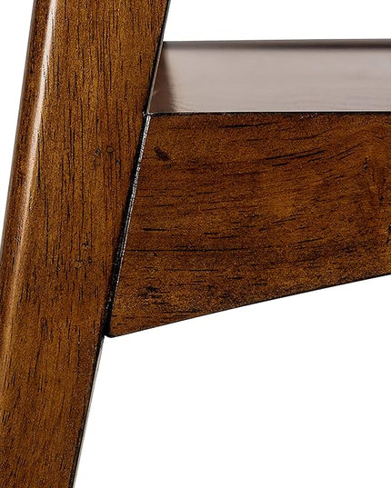 Madison Park Parker End Tables-Solid Wood, Two-Tone Finish with Lower Storage Shelf Modern Mid-Century Accent Living Room Furniture, Medium, Off-White/Pecan - LeafyLoom