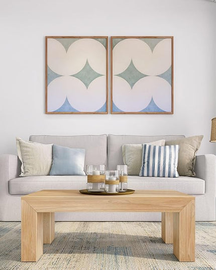 Plank+Beam Modern Rectangular Coffee Table, Solid Wood, 40 Inch, Rectangle Coffee Table for Living Room, Mini Center Tables for Small Spaces, Small Living Space Tea Table, Blonde Wirebrush - LeafyLoom