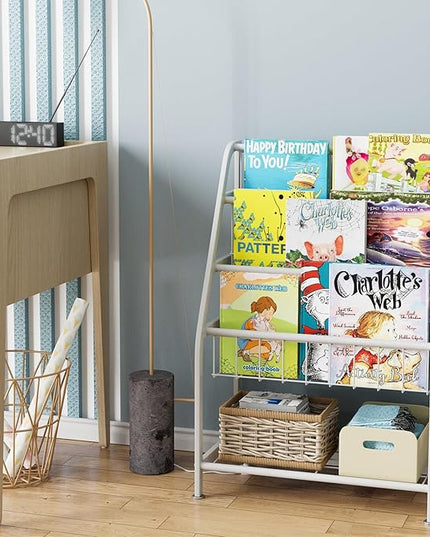 aboxoo Kids Bookshelf Toddler Freestanding for Children Room 18 inches Small Toddler Bookcase Toy Organizer White Stable Bookcase Bookstore Library Book Unit Storage for Small Place - LeafyLoom