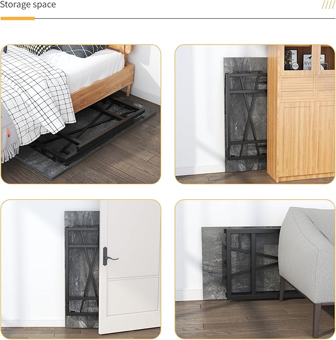 Folding Computer Desk 47 inch Writing Gaming Computer Camping Table, No Assembly Required Home Office Desk, Grey - LeafyLoom