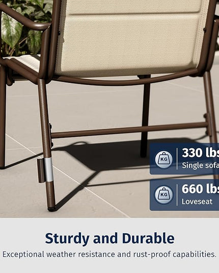 EAST OAK 4-Piece Patio Furniture Set, Waterproof Outdoor Furniture Set, Patio Sofa with Coffee Table for Balcony or Porch, 4 Seats Patio Conversation Sets for Backyard in Beige - LeafyLoom