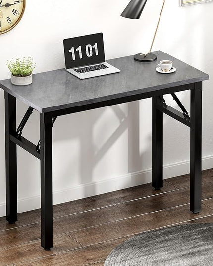 Need Small Computer Desk 31.5 inches Folding Table No Assembly Sturdy Small Writing Desk Folding Desk for Small Spaces, Grey AC5-8040-LB - LeafyLoom
