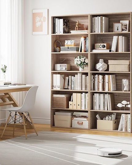 FOTOSOK 6-Tier Open Bookcase and Bookshelf, Freestanding Display Storage Shelves Tall Bookshelf Bookcase for Bedroom, Living Room and Office, Light Oak - LeafyLoom